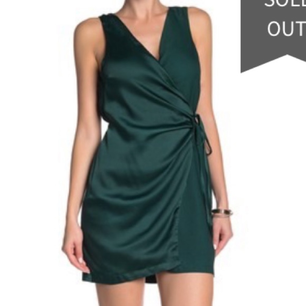 ONE ONE SIX- Surplice Satin Wrap Dress- Small